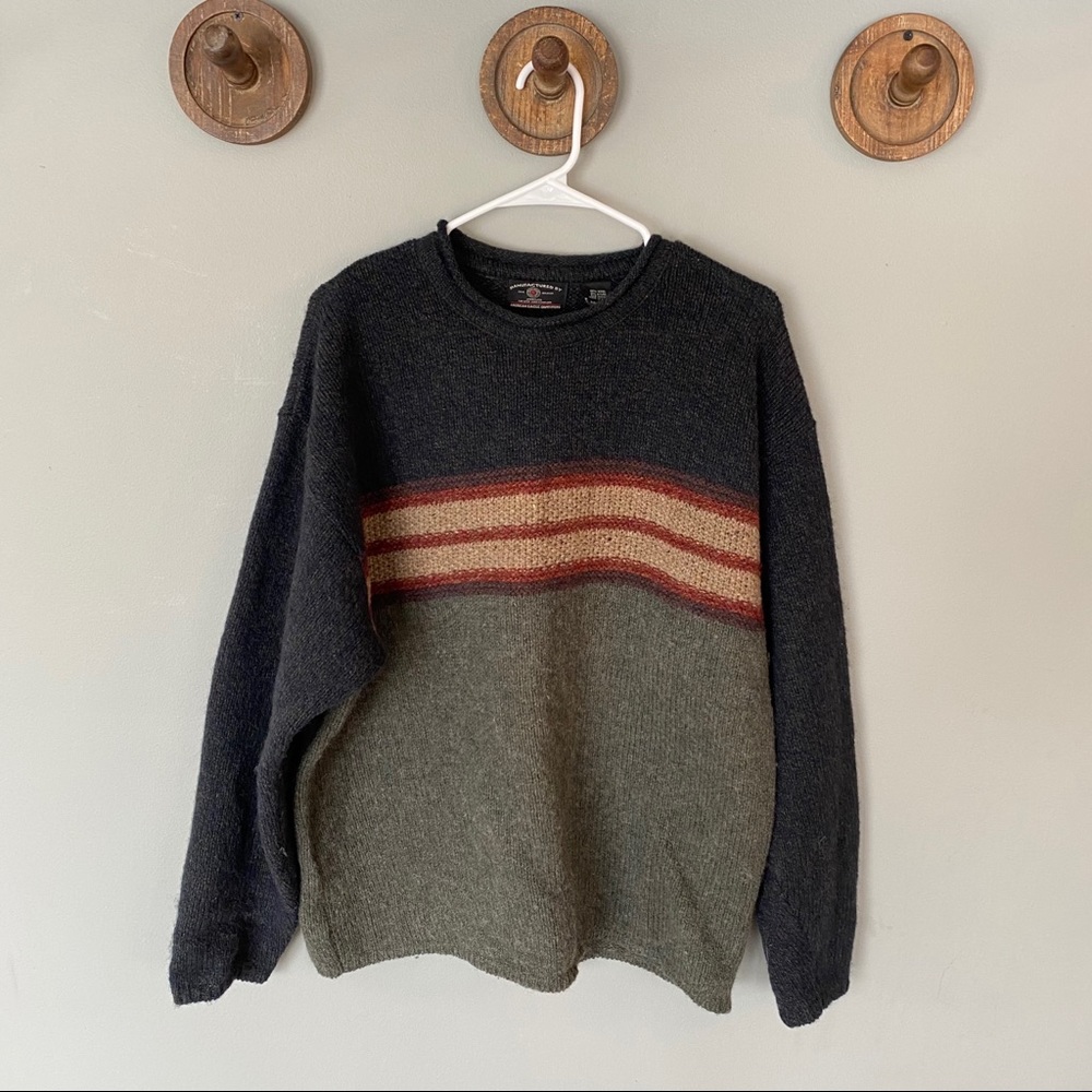 Vintage American Eagle Striped Wool Sweater Sz LG
